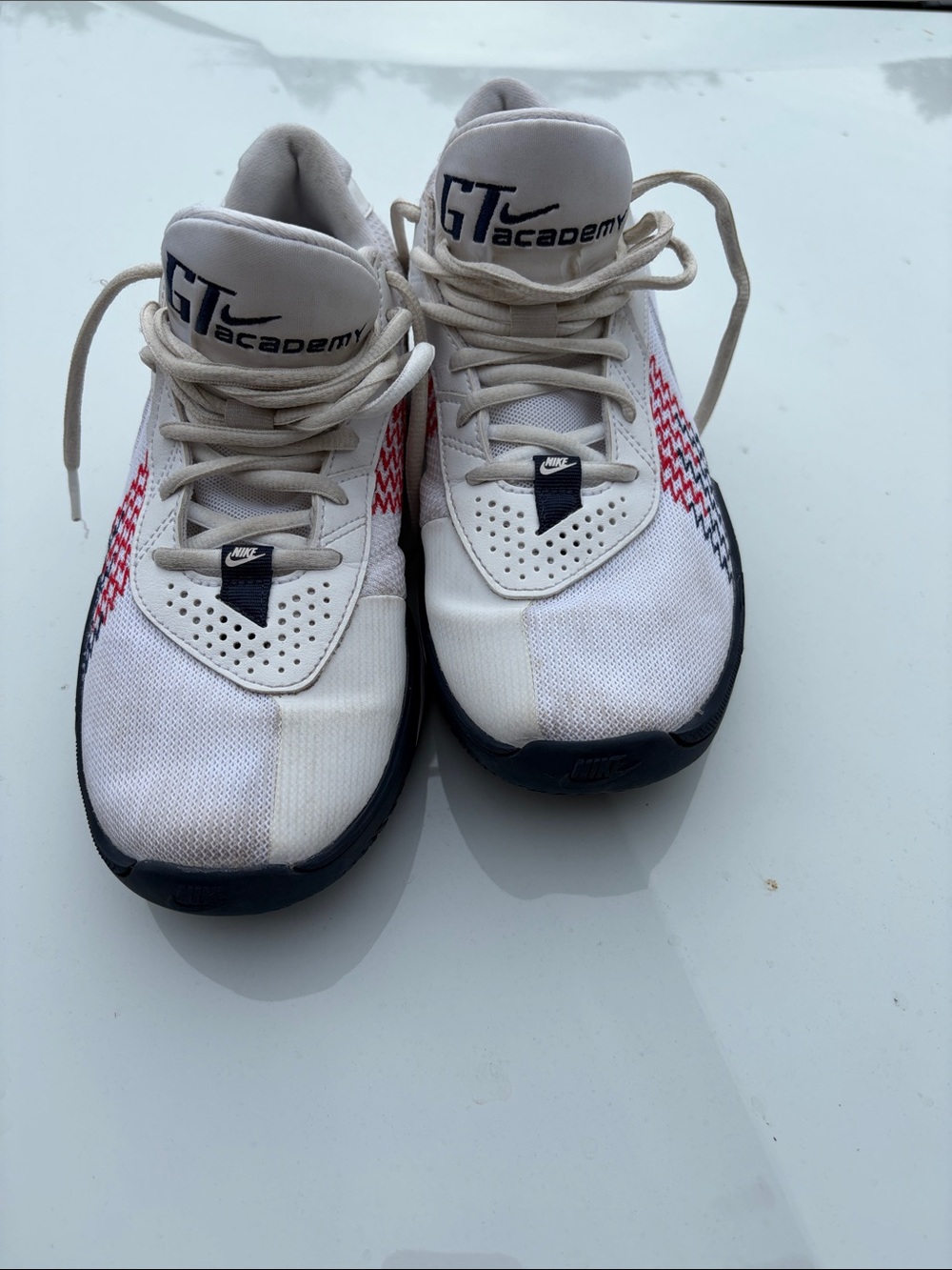 Nike GT Academy White Sneakers with Red and Navy Accents
